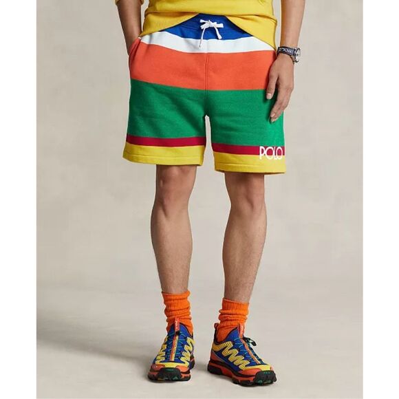 Polo Ralph Lauren NWT 6” Logo Striped Fleece Shorts Blue Saturn Multicolor XXL